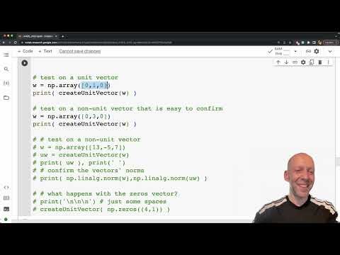 Linear algebra for data science, chapter 2 exercise 3 (create unit vector)