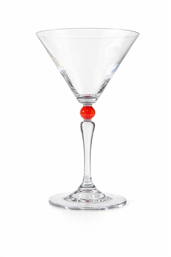 Clear Martini Glasses With Red Glass Ball Accent | Hand Blown Cocktail Glass Set of 2 | Elegant Barware - Etsy