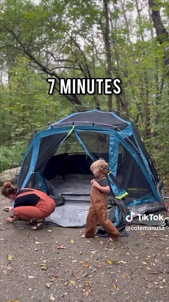 Solo camping with kids? Check out these tips from @Brighton Peachy to ensure a great experience! Have kids help. It’s not quite the same as having an adult to help, but they can still do things like put tent poles together or pull sleeping bags out. Pick a tent that is easy to set up, like the Coleman Skydome™ 6-Person Screen Room Camping Tent with Dark Room™ Technology. It has two sets of poles that stay attached to the tent, so you always know which go where, & then 1 pole for the vestibule (p