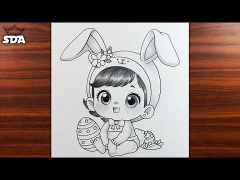 How to draw cute baby girl | Easy and simple pencil drawings for beginners | Beginners drawing