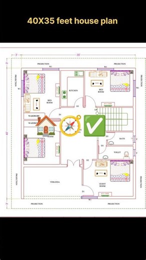 40x35 feet house plan✅ design#realestate #piprohomes #shorts #vastutips