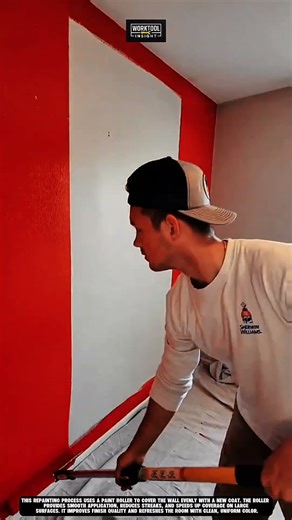 Repainting interior wall smoothly using Work tool paint roller #tool #worktool