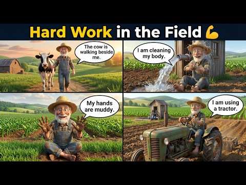 Hard Work in the Field 💪| English Practice | 🗣️ Spoken English | Daily Use Sentences |