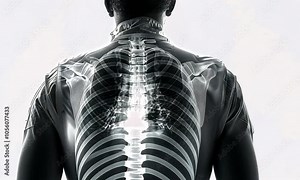 3d rendered Scene of a back of man's skeleton x-ray on White Background Video.