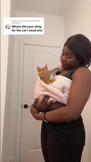 Cat sling with a blanket 😊he loves being carried like a baby