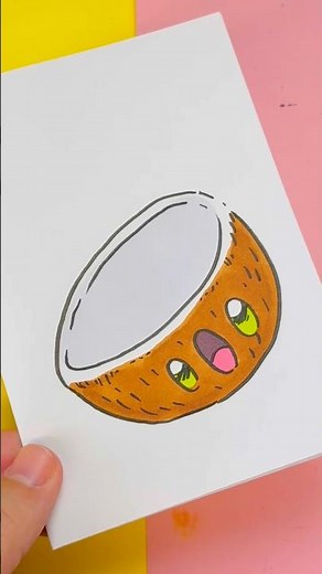 How to draw a kawaii coconut step by step