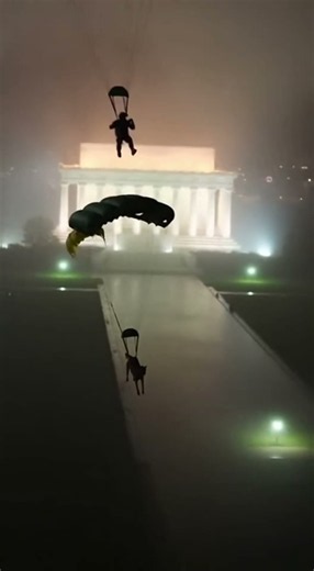 Military K9 Team Lands a NIGHT JUMP at the Lincoln Memorial 🇺🇸🌙