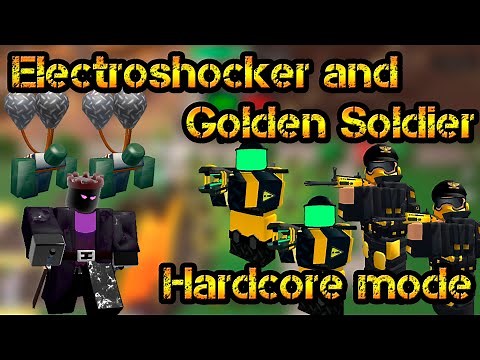Electroshocker and Golden Soldier Hardcore mode Roblox Tower Defense Simulator
