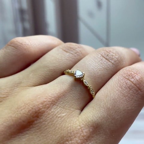 Dainty 14k Gold Heart Promise Ring for Her, Art Deco Style Minimalist Heart Engagement Ring, Unique Bridal Ring, Valentines Day Gift Ring - Etsy