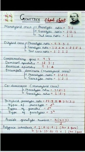 The Neet Ninja on Instagram: "Genetics 🧬 cheat sheet 📝☝️ . . . . . . . . . . #ntaneet #competitiveexams #pw #chemistry #neetbiology #biology #hack #HardWorkPaysOff #garimagoel #physiotherapy #followformoreposts♥️ #folloemorefollow #viralreelsvideo❤️ #popular #basicmaths #study #shortnotes✍️📝📚 #MotivationForStudents #maths #moles #consistencyiskey🔑 #contentcreator #genetics"