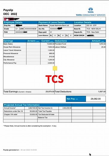 Salary Slip of System Engineer, TCS #tcs #informationtechnology #salary #careergrowth