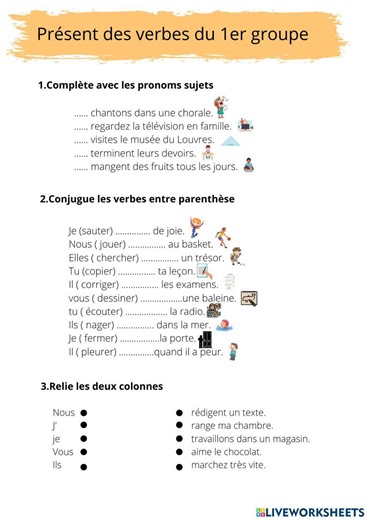 Les verbes en -er- worksheet