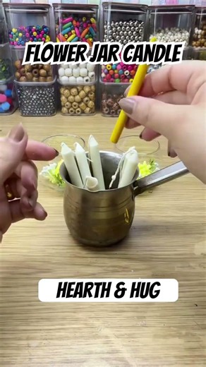 Hand Made Flower JarCandle Making process at begginer🌸#handmade #handcrafted #candlemaking #shorts