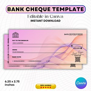 Printable Bank Cheque Template, Editable Bank Check Template, Manifesting Check, Cheque Template, Abundance Checks, Personal Check Template - Etsy