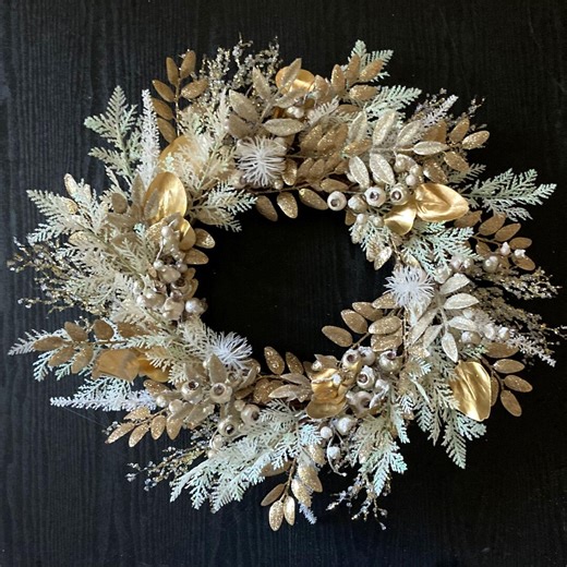 Glamorous Holiday Wreath, Elegant Gold and White Toned Wreath for Front Door or Mantle With Lots of Sparkle - Etsy