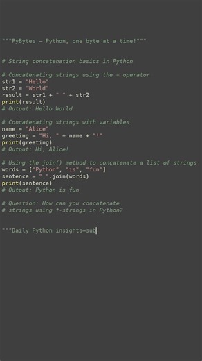 string concatenation basics #python #showcase