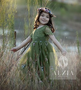 Embroidered Flower Girl Dress: Lace Bodice Tulle Gown, Special Occasion - Etsy