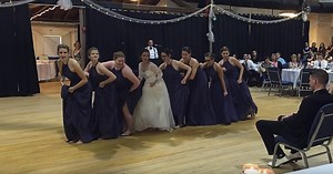 Edit Music starts then bride and bridesmaids perform epic 'Pitch Perfect' routine