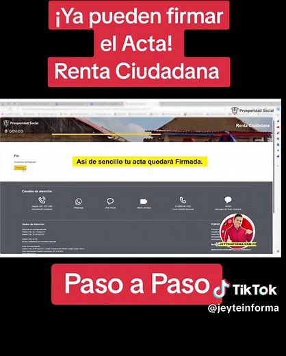 Instrucciones para firmar el Acta de Renta Ciudadana