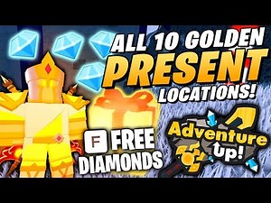 ROBLOX ADVENTURE UP [BETA] ALL 10 GOLDEN PRESENT LOCATIONS HOW & WHERE TO FIND TO GET FREE DIAMONDS