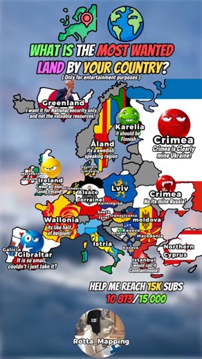 What is the most wanted land by your country? 🌍 #map#mapping#mapper#geography#europe#flags#countries