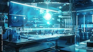 A high-tech lab where AI algorithms assist in designing and testing new genetic recombination techniques.