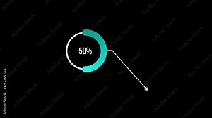50 percent Call out Pie Chart Animation. Fifty percent Glowing Blue Chart on Black and Background. Fifty percentage chart for finance, sales, statistics Green Screen Motion Graphics.