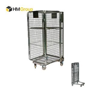 [Hot Item] 4 Sided Large Supermarket Warehouse Nestable Roll Cage Trolley