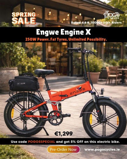 ENGWE Engine X Electric Bike | 250W Foldable Fat Tyre E-Bike | Spring Sale at Pogo Cycles 2026