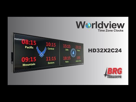 HD32X2C24 Wordlview Time Zone Clock by BRG Precision Products_