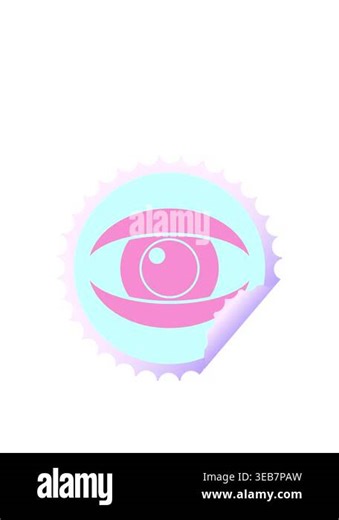 jumping motion animation of staring eye graphic vector circular peeling sticker Stock Video Footage - Alamy