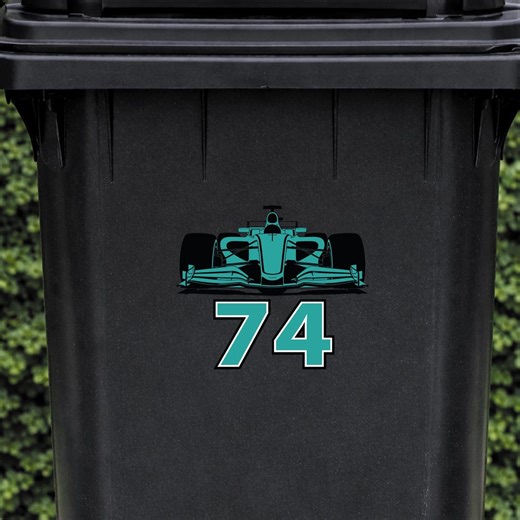 F1 Wheelie Bin Sticker With House Number | Personalised Racing Car Bin Decal | Custom Wheelie Bin Number Sticker | F1 Fan Gift - Etsy UK