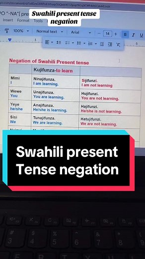 Swahili Present Tense Negation