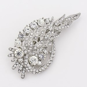 2 3/4"h Silver Brooch, Bouquet Corsage Brooch, Wedding Cake Decor Pin, Dress Sash Pin, Rhinestone Brooch. - Etsy