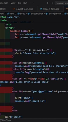 Login page using html css and JavaScript #G_Tech