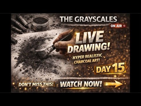 Day 15 Live Real Time Charcoal Art | The Grayscales