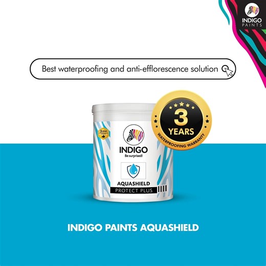 Moisture & efflorescence! meet your match. Aquashiled by @indigopaints penetrates small pores in the plaster and prevents water from entering. Leaving the wall free from dampness & salt for a long time. #IndigoPaints #BeSurprised #housepaint #WaterProofing | Indigo Paints