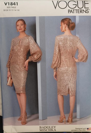 Vogue V1841 sewing pattern – Badgley Mischka dress B5 UNCUT