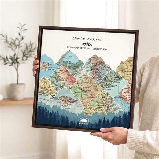 25th Wedding Anniversary Gifts for Wife, Personalized Couples Travel Map, Silver Anniversary Keepsake - Etsy