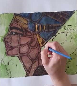 Gelli Print / Gelatine Druck / Gelplatten Druck / Monotypie / Nofretete