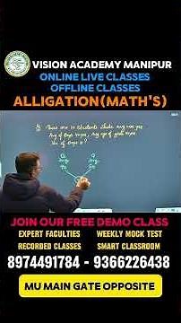 ALLIGATION (MATH'S) | BY SIR BABU (VISION ACADEMY MANIPUR) #education #manipur #job #sscgd #fypシ