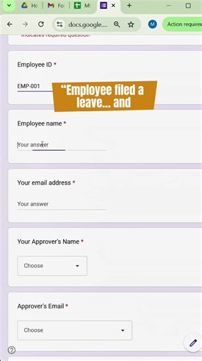 This Google Sheets template automatically sends an email notification to the approver when an employee files a leave request. Once approved or disapproved, the employee also receives an automatic email update. No manual messaging. No follow-ups. Just automated workflow. #googlesheets #hrtools #automation #workflowautomation