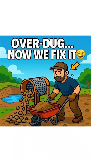 1.2K views · 20 reactions | Two months and a week in. The rock trommel is officially a full-body workout  Final backfill layer going in — one wheelbarrow at a time. Don’t over-excavate… learned that the hard way.  More progress coming  #homestead #diyproject #swimpondbuild #backyardpond | William Meyer | Facebook