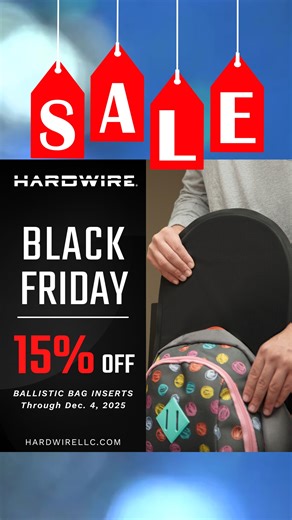 15% off ballistic bag inserts while supplies last, now through 12/4/25. Level 3A protects against shotguns and handguns, while Level 3 protects against rifles too. Stay safe this holiday season. | Hardwire LLC | Facebook