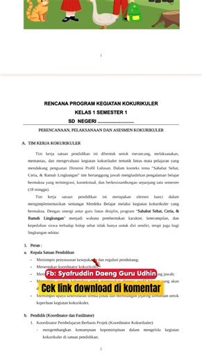 2.9K views · 70 reactions | Program Pelaksanaan Kokurikuler kelas 1 SD lengkap 1 Semester Cek link file word di komentar | Syafruddin Daeng Guru Udhin | Facebook