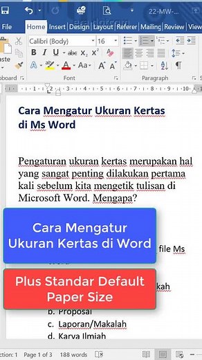 Cara Mengatur Ukuran Kertas di Ms Word #microsoftword #msexceltutorials #mswordpemula #mswordforbeginners #mswordshortcut #msword #mswordtutorial #mswordtricks #mswordshortcutkeys #msword2016 #mswordtraining #alignment #Surat #Korespondensi #Spasi #spacing #spasi #makalah #tugassekolah #tugaskuliah #laporanpraktikum #skripsi #tesis #disertasi #papersize #papersizes #ukurankertas #ukurankertasf4 #ukurankertasa4 #kertas
