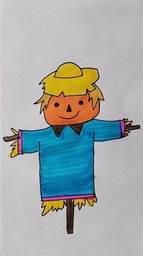 Scarecrow Easy Drawing #scarecrow #halloween #trending #viral #drawing #shorts #viralshorts #bhoot