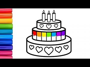 How to draw a cake step by step|| Birthday cake drawing easy || cake drawing