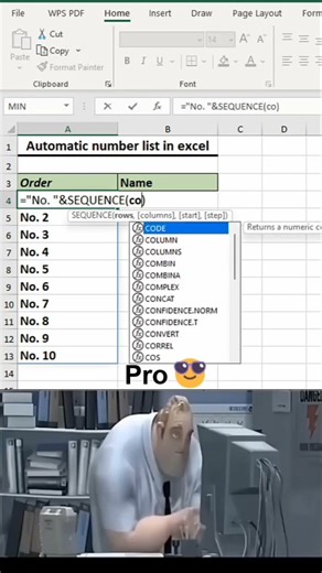 Automatic number list in ms #excel #2025 #exceltips