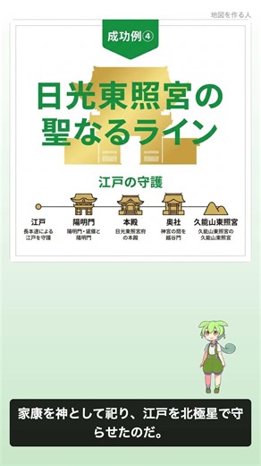 江戸城と日光東照宮、地図で見ると...真北で一直線に並んでいる！これは偶然？